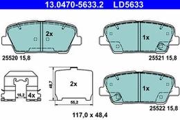 ATE 13.0470-5633.2 Brake pad set