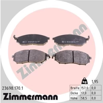 Stabdžių trinkelių rinkinys, diskinis stabdys ZIMMERMANN 23698.170.1