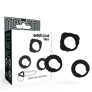 Penio žiedas ADDICTED TOYS C-RING SET BLACK
