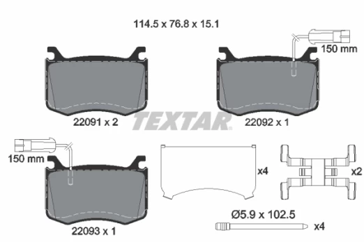 TEXTAR 2209101 Brake pad set