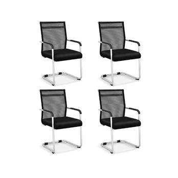 Biuro kėdės, 4 vnt, Juodos, 53,34 × 53,34 × 95,25 cm