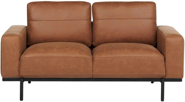 Beliani Dvivietė sofa SOVIK iš dirbtinės odos, ruda