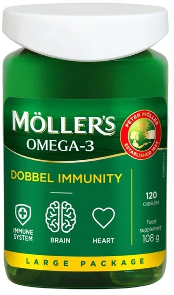 MOLLERS Omega-3 Dvigubas imunitetas kapsulės N120