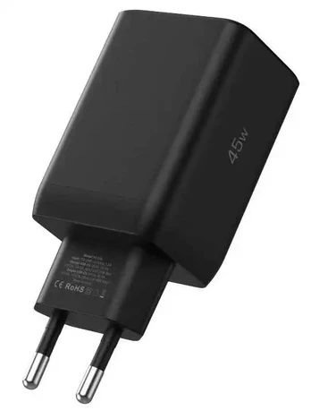 Juodas 2xUSB-C PD45W pakrovėjas "Tech-Protect NC45W-GAN 2-Port"