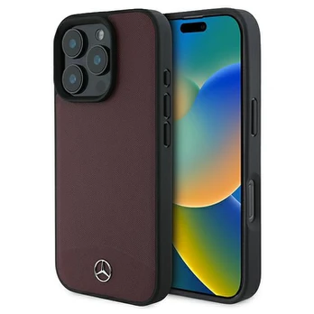Mercedes MEHMP16X23RBARR iPhone 16 Pro Max 6.9" raudona/red hardcase Textured And Plain Leather MagSafe