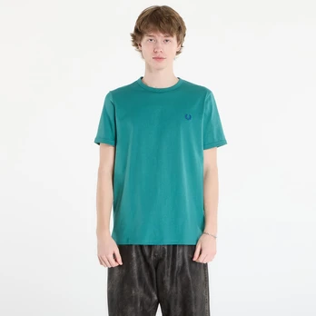 FRED PERRY Ringer T-Shirt Deep Mint - Dydis S (M3519 U45 Marškinėliai)