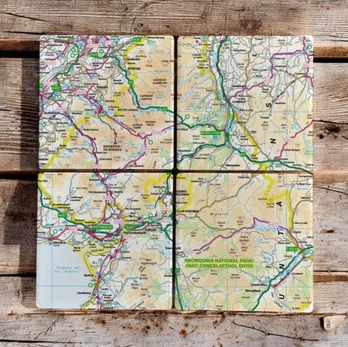 OS Map Ceramic Four Coaster Set - Snowdonia National Park