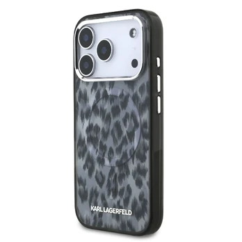 Dėklas Karl Lagerfeld IML Leopard Pattern MagSafe do iPhone 17 Pro juoda