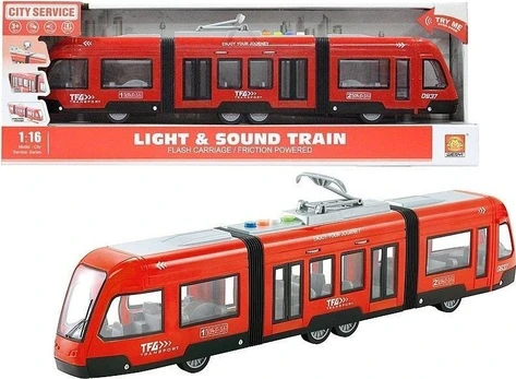 Interaktyvus tramvajus 30cm su garsu ir šviesa, mėlynas