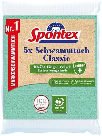Spontex Schwammtuch Classic Antibac PEFC 5er Pack