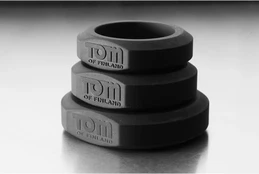XR Brands 3-Piece Silicone Ring Set - Flexible Sizes, Juodas