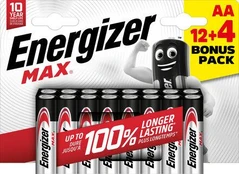 Energizer MAX AA 12+4 zdarma 1.5V alkalické