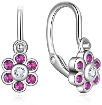 Moiss Sidabrinis children's earrings Flower with zircons E0000660