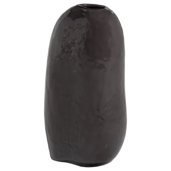SAHIL VASE GLASS WITH STRIPE DARK BROWN