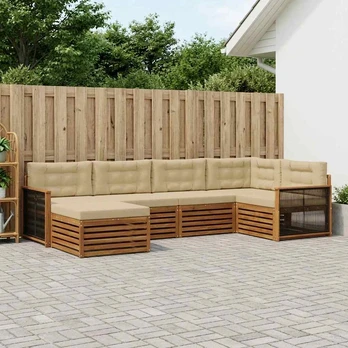 Lauko sofos komplektas su pagalve 6 pcs Natūralus ir bežinis