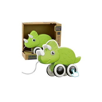 Lean Toys Dinosaur Pull String Toy Squeaker Eco Žalias