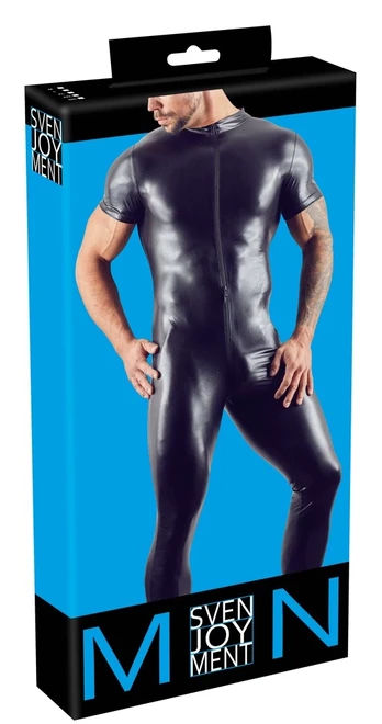 Svenjoyment wetlook vyriškas kombinezonas, juodas, M