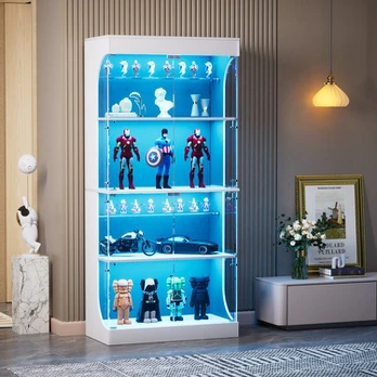 Stiklinė vitrina, LED apšvietimas, USB-C, 80x35x165 cm