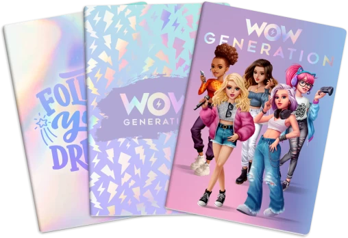 WOW GENERATION sąsiuviniai minkštu viršeliu, 3 vnt., A5 formatas, WOW00002