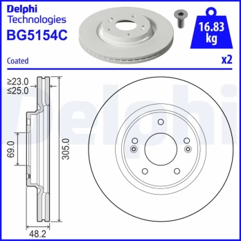 Stabdžių diskas DELPHI BG5154C
