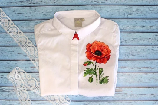 Water-soluble canvas cross stitch kit "Red poppy" SV-541