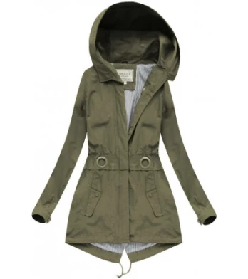 LONG HOODED JACKET KHAKI (W729) striukė
