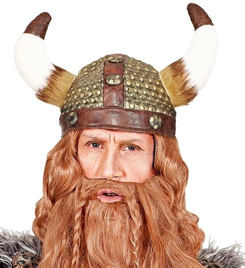 leather look "VIKING HELMET WITH FUR"