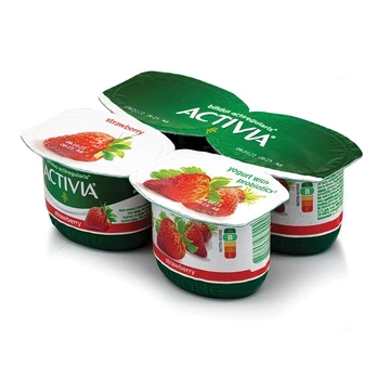Jogurtas su braškėmis ACTIVIA, 4 x 120 g