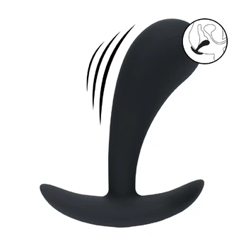 LEVELZ Vibrating Silicone Prostate Massager Medium Black Ergonomic