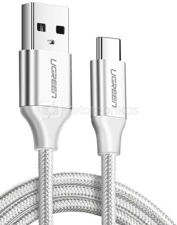 Nickel-plated USB-C cable QC3.0 UGREEN 0.25m (white)