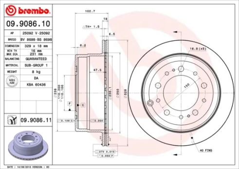 Stabdžių diskas BREMBO 09.9086.11