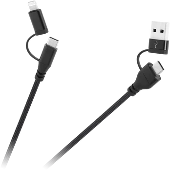 Cabletech Kabelis wtyk USB A/C - wtyk USB C/lightning (2+2) 1m