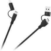 Cabletech Kabelis wtyk USB A/C - wtyk USB C/lightning (2+2) 1m kaina