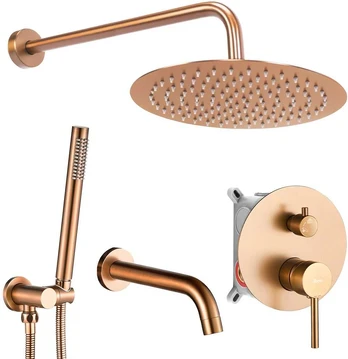 Potinkinis vonios-dušo komplektas REA Lungo, Brushed Copper, + Box