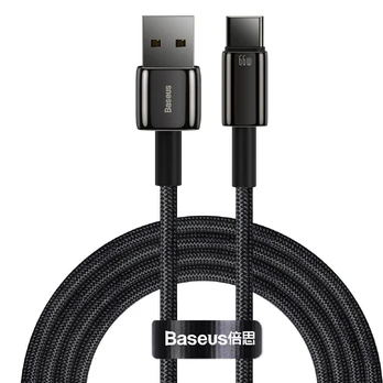 Baseus Tungsten Gold Kabelis USB į Type-C 66 W 2m - Juodas