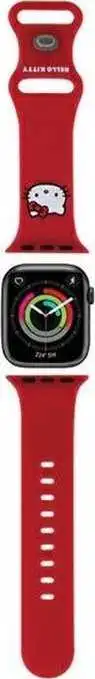 Hello Kitty Dirželis HKAWMSCHBLR Apple Watch 38|40|41mm raudona|raudonas dirželis Silicone Kitty Head
