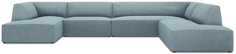 Kampinė sofa Micadoni Home Ruby Panoramic 7 Seats, žydra, dešininė, 366 x 273 cm x 69 cm