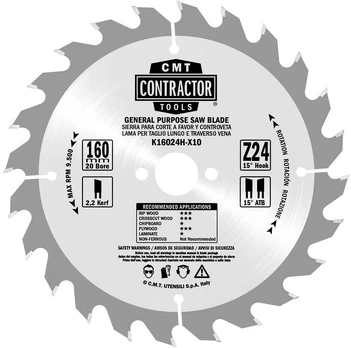 Pjovimo diskas medienai CMT Contractor; 216x2,4x30; Z48; -5°