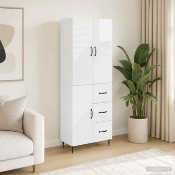 Spintelė 2 pcs Itin blizgi balta 66 x 34,5 x 89,5 cm