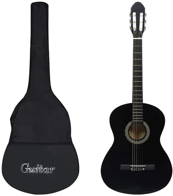 Klasikinė gitara su dėklu pradedantiesiems, juoda, 4/4 39