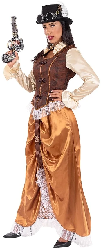 Ilgas Steampunk kostiumas moterims