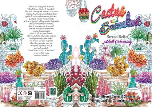 Hobby2You - Malebog A4 Cactus & Succulent 32 sider (789872)