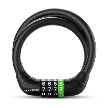 Rockbros 87632 bicycle lock with code, steel cable, 115 cm - juodas