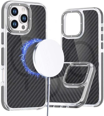 Oem FIBER Case comapitble with MagSafe for IPHONE 17 PRO pilkas
