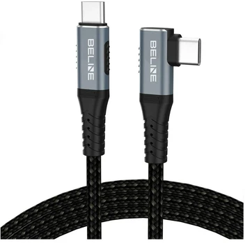 Beline Thunderbolt 4 Right-Angle USB-C Cable 1 m, 48V/5A, 40Gbps, 240W, 8K 60Hz, Juodas