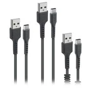 Rinkinys 3 kabli USB - USB-C SBS juoda