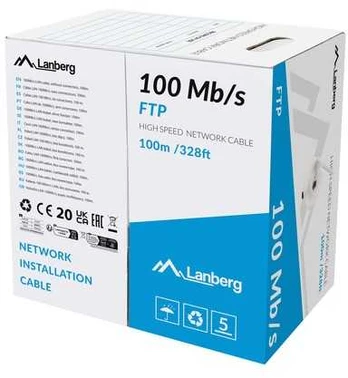 Lanberg kabelis LAN FTP 100Mb/s 100m linka CCA pilka