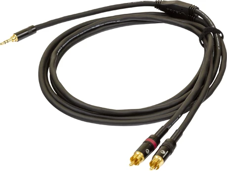 PROEL 3,5 mm stereo vyriškas - 2 x RCA vyriškas, 1,5 m, juodas