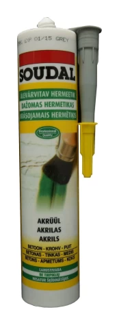 Dažomas akrilinis hermetikas SOUDAL, pilkos sp., 280 ml kaina
