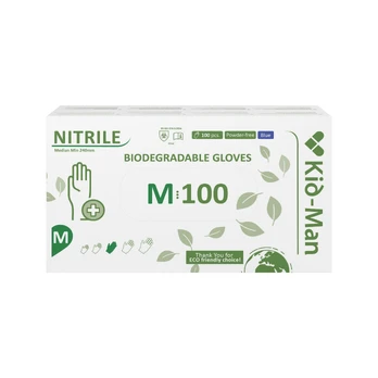 KID-MAN BIODEGRADABLE nitirilinės pirštinės M, mėlynos